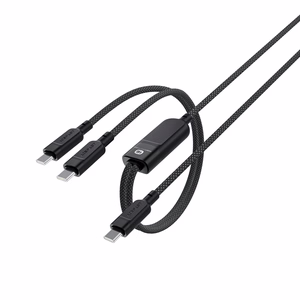 Acefast C5 USB-C - USB-C / USB-C 2in1 100W 480Mb/s kabelis - juodas