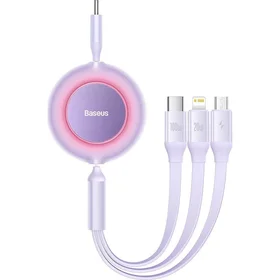 BASEUS kabelis 3in1 Type-C į Micro USB / Lightning / Type-C PD QC4.0 3,5A 100W CAMJ010205 1,1m violetinis