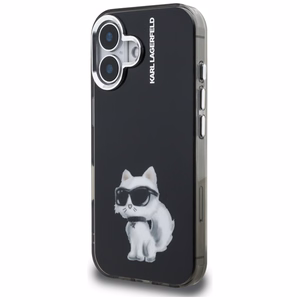 Karl Lagerfeld IML Aquarelle Choupette & Logo iPhone 16 deklas - juodas