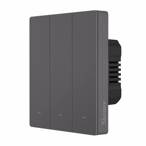 SONOFF M5-3C-80 išmanusis Wi-Fi sieninis jungiklis (3 kanalų, rėmeliui, grafito spalvos)