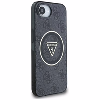 Guess IML Metal Glitter 4G Circle Triangle Magnetinis dėklas telefonui iPhone 16e - juodas