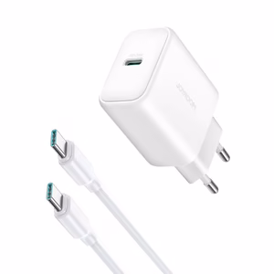 Įkroviklis Joyroom (JR-TCF24) + "USB-C (Type-C) to USB-C (Type-C)" (1xUSB-C 30W) baltas