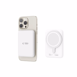 Tech-Protect LifeMag PB10 išorinė baterija su MagSafe 5000mAh 15W USB-C prievadas - balta + USB-C kabelis