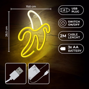 Neon LED Light BANANA baltas geltonas Bat + USB FLNE10 Forever Light