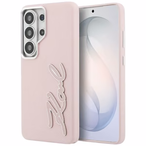 Karl Lagerfeld Grained Signature Metal Resin Logo case for Samsung Galaxy S26 Ultra - pink