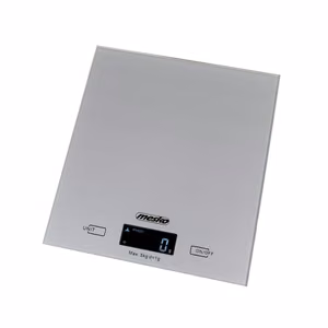 Mesko MS 3145 – elektroninės virtuvinės svarstyklės, iki 5 kg, 1 g padala, LCD, sidabrinės