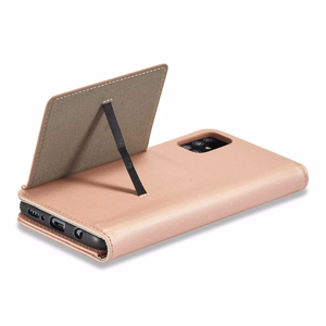 Magnetinis kortelių dėklas telefonui Samsung Galaxy A12 5G su kortelių laikikliu, rožinis