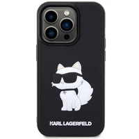 Karl Lagerfeld KLHCP14X3DRKHNK iPhone 14 Pro Max 6.7" juodas/juodas kietas dėklas Rubber Choupette 3D