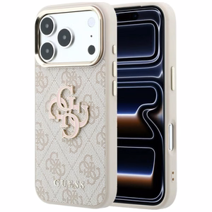 Guess 4G & Big Resin Logo dėklas, skirtas iPhone 17 Pro / 18 Pro – spalva: rožinė