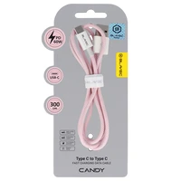 Blavec Kabelis Candy pynėtas - USB į Type C - PD 60W 3A 3 metrai Apple CarPlay/Android Auto (CCA-UC3P30) rožinis