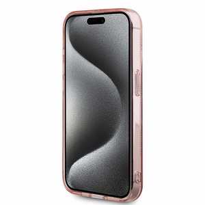 Karl Lagerfeld IML Choupette galvos ir monogramos dėklas iPhone 15 Pro - rožinė