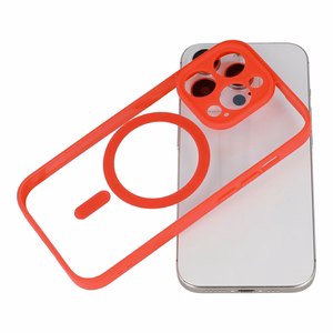 Akrilo spalvos MagSafe dėklas telefonui Iphone 16 Pro raudonas