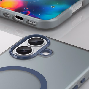 Dėklas telefonui iPhone 17 - Magnētinis abrazyvinis dėklas, suderinamas su MagSafe - matinis mėlynas