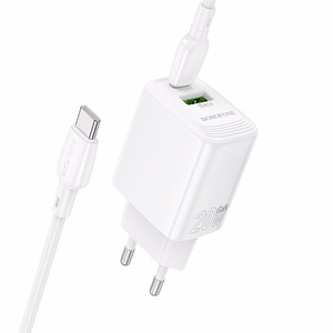 Įkroviklis Borofone BN27 20W USB-C/USB-A + USB-C to USB-C cable 1.0m baltas