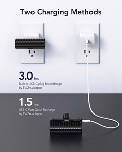 VEGER išorinė baterija 5000 mAh su įmontuotu jungtimi Type C PlugOn PD QC3.0 3A 20W W0558 juoda