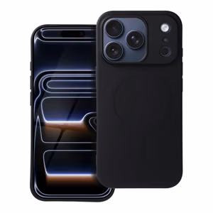 Silikoninis Magnetinis (didelė anga) dėklas telefonui, suderinamas su MagSafe, skirtas IPHONE 17 Pro, juodas