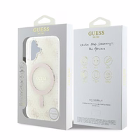 Guess IML 4G Fonas Magnetinis dėklas telefonui iPhone 16 Plus - baltas
