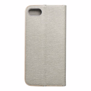 LUNA Book Gold dėklas telefonui iPhone 7 / 8 / SE 2020 / SE 2022 sidabrinis