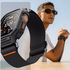 Spigen Lite Fit Pro dirželis ir grūdinto stiklo ekrano apsauga Apple Watch Ultra 49 mm, juodi
