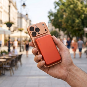 Forcell F-Energy Slim F5K9 išorinė baterija, suderinama su MagSafe, 5000 mAh, 15 W, QC 4.0, PD 3.0, oranžinė