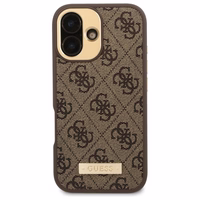 Guess 4G Logo Plate Magnetinis dėklas iPhone 16 - rudas