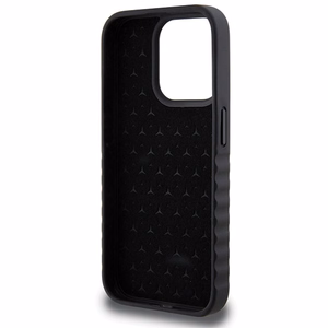 Mercedes Smooth Leather dėklas telefonui iPhone 15 Pro - juodas