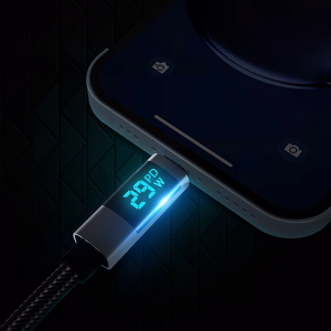 Orico LDC2L USB-C–Lightning PD, 29 W, 480 Mbps laidas su LED ekranu, 2 m – juodas