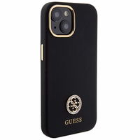Guess silikoninis Logo Strass 4G dėklas telefonui iPhone 15 - juodas