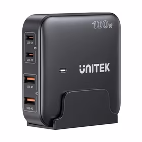 GaN tinklo įkroviklis - Unitek P1229ABK01-EU | 100W 2x USB-C 2x USB-A