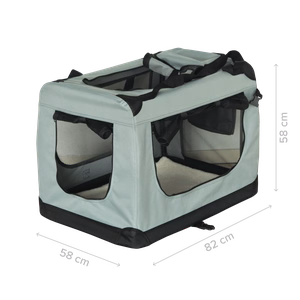 Foldable pet carrier bag, size XL, 82 x 58 x 58 cm, grey, REBEL ANIMALS