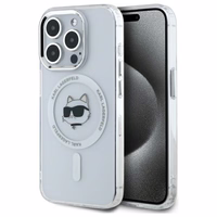 Karl Lagerfeld IML Metalinė Choupette galva MagSafe dėklas iPhone 15 Pro Max - baltas
