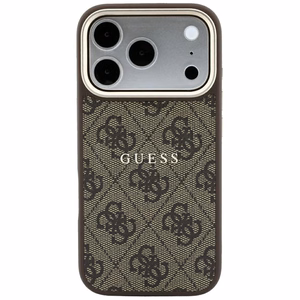 Guess Embossed 4G Classic MagSafe dėklas, skirtas iPhone 17 Pro Max / 18 Pro Max, rudas
