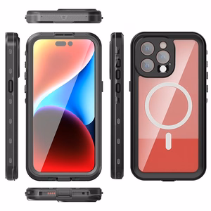 Atsparus vandeniui dėklas SHELLBOX DOT suderinamas su MagSafe IPHONE 15 Pro Max juodas