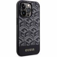Guess GUHMP14XHGCFSEK iPhone 14 Pro Max 6.7" juodas kietas dėklas GCube Stripes Magnetinis