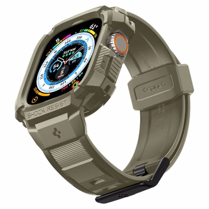 Spigen Rugged Armor Pro - Dirželis su dėklu, skirtas Apple Watch Ultra 49 mm (Vintage Khaki)