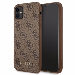Guess 4G Metal Gold Logo dėklas telefonui iPhone 11 / Xr 6.1" - Rudas