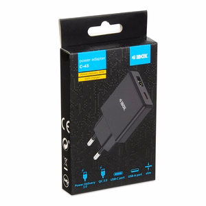 iBOX C-43 Slim GaN PD30W sieninis įkroviklis, juodas