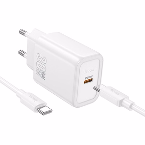 Įkroviklis Hoco N62 30W GaN USB-C + USB-C to USB-C cable 1.0m baltas