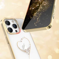 Kingxbar Wish Series silikoninis dėklas telefonui iPhone 14 Plus auksinės spalvos su Swarovski kristalais