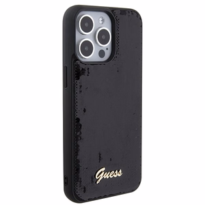 Guess Sequin Script Metal dėklas telefonui iPhone 15 Pro Max - juodas
