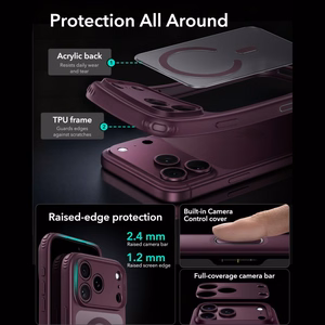 ESR Classic Hybrid MagSafe dėklas, skirtas iPhone 18 Pro Max / 17 Pro Max, tamsiai vyšninės spalvos