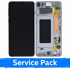 Ekranas skirtas Samsung G973 S10 su rėmeliu / Prism White / (Service Pack)