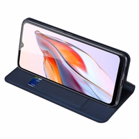 Dux Ducis Skin Pro dėklas Xiaomi Redmi 11A / Poco C55 / Redmi 12C dangtelis su atverčiamu kortelių dėklu mėlynas