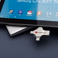 FORCELL F-DATA atmintukas Metal Quad 16GB USB3.2 Gen 1 (USB A / Type C / Lightning / Micro USB) sidabrinis