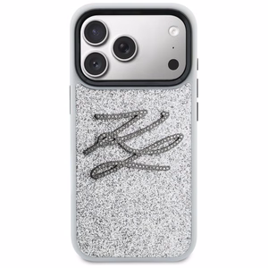 Karl Lagerfeld IML Glitter KL Diamond Logo dėklas for iPhone 17 Pro - sidabrinis