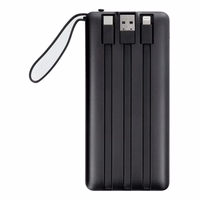 Power Bank Veger "W1116" juodas 10000mAh (PD / QC3.0) + integruotas 3in1 laidas
