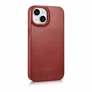 iCarer CE Premium odinis folio dėklas iPhone 14 Plus su MagSafe magnetiniu flipu - raudonas