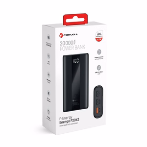 Išorinė baterija Forcell F-Energy Energo P20K2 QC3.0 PD 3A 22,5W 20000 mAh juoda