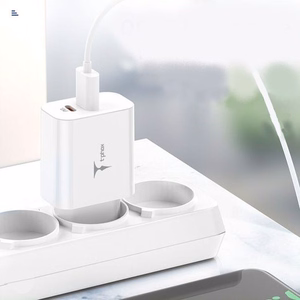 SIENINIS ĮKROVIKLIS T-PHOX SPEEDY USB-C 20W/USB 18W PD QC + LAIDAS LIGHTNING 1M BALTAS