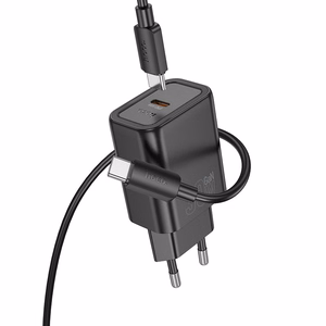 Įkroviklis Hoco N62 30W GaN USB-C + USB-C to USB-C cable 1.0m juodas